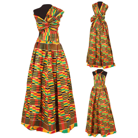 KENTE PRINT INFINITY WRAP DRESS