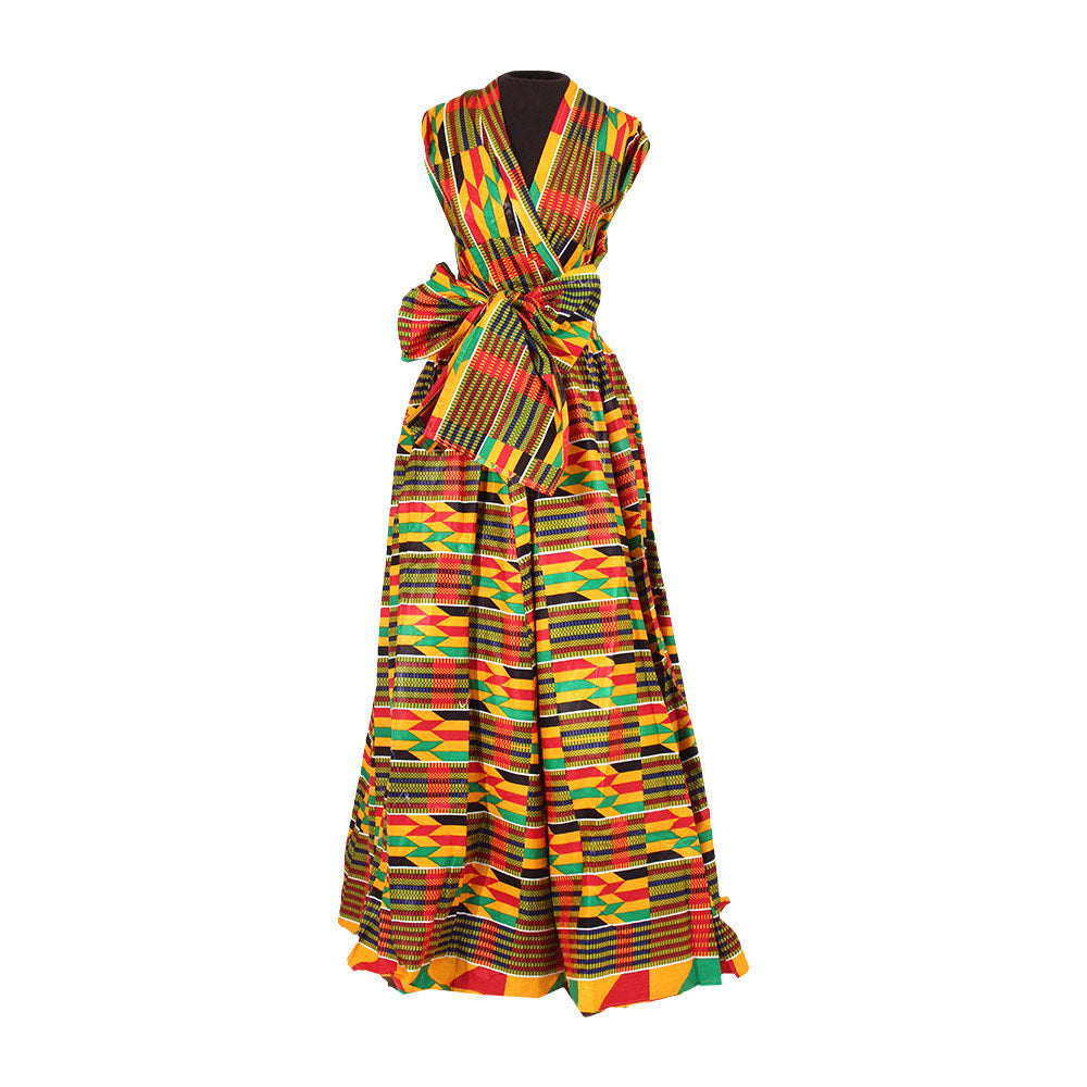 KENTE PRINT INFINITY WRAP DRESS