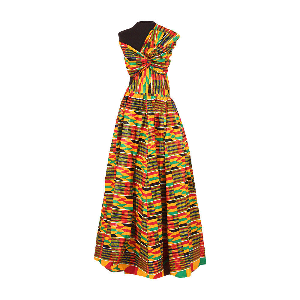 KENTE PRINT INFINITY WRAP DRESS