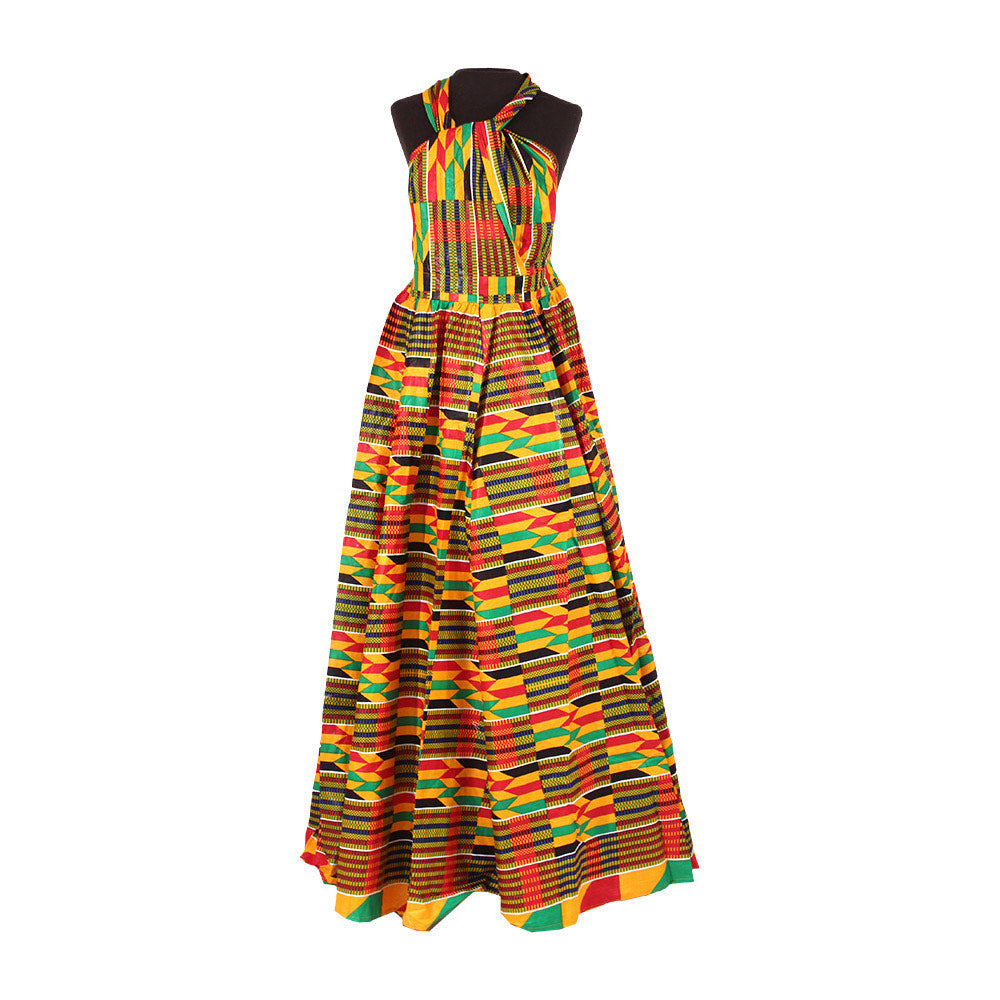 KENTE PRINT INFINITY WRAP DRESS