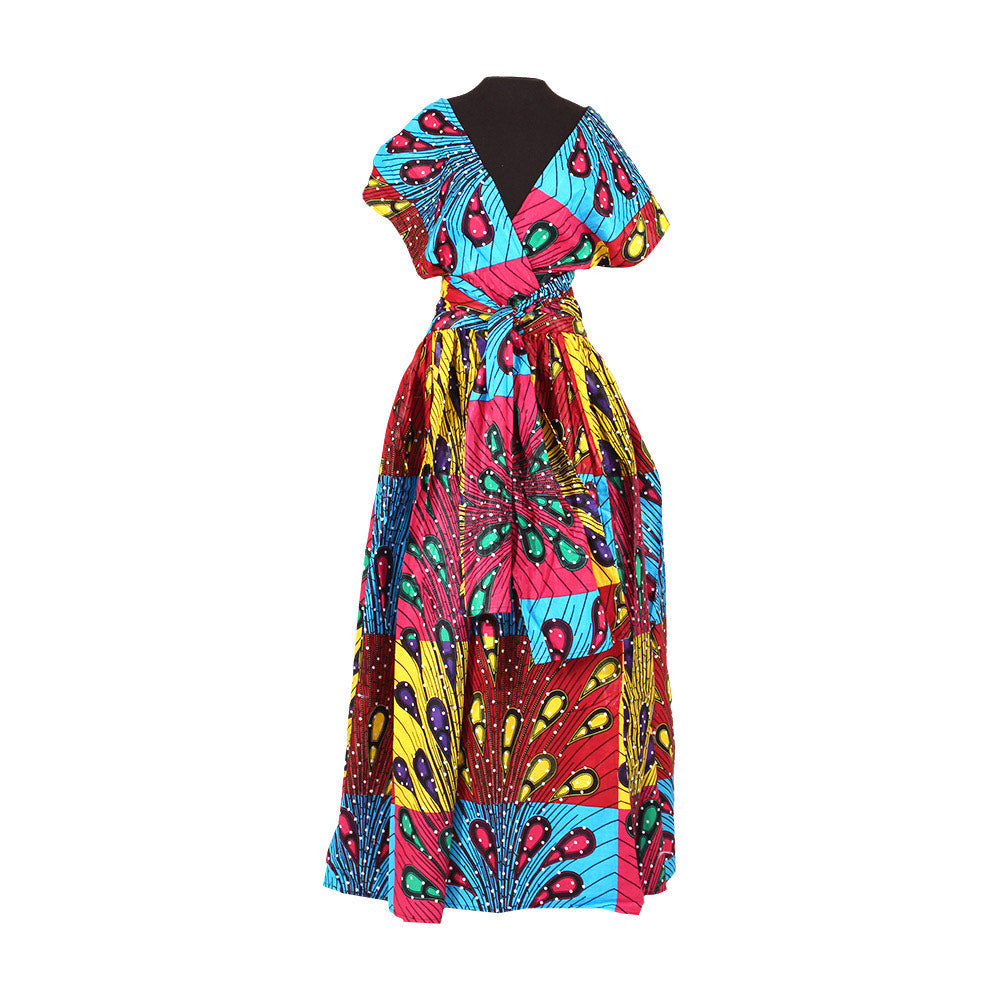 MULTI COLOR PEACOCK PRINT INFINITY DRESS