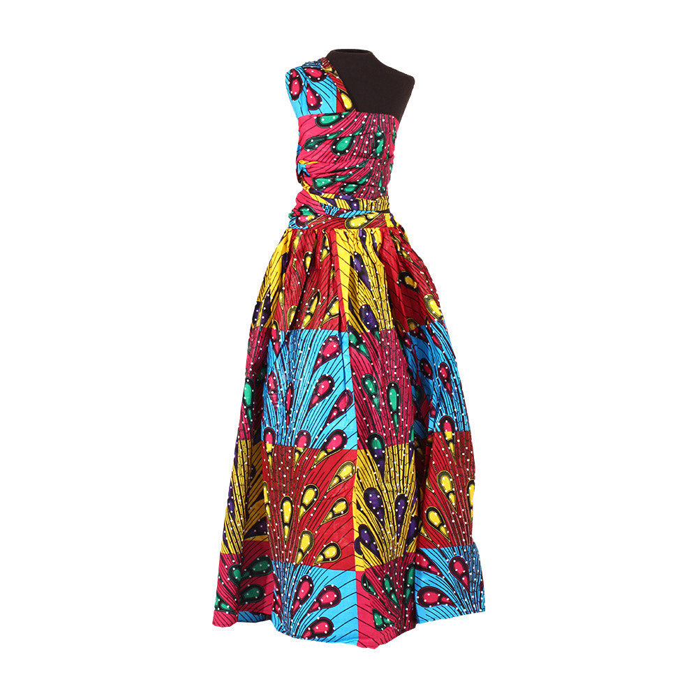 MULTI-COLOR PEACOCK PRINT INFINITY DRESS