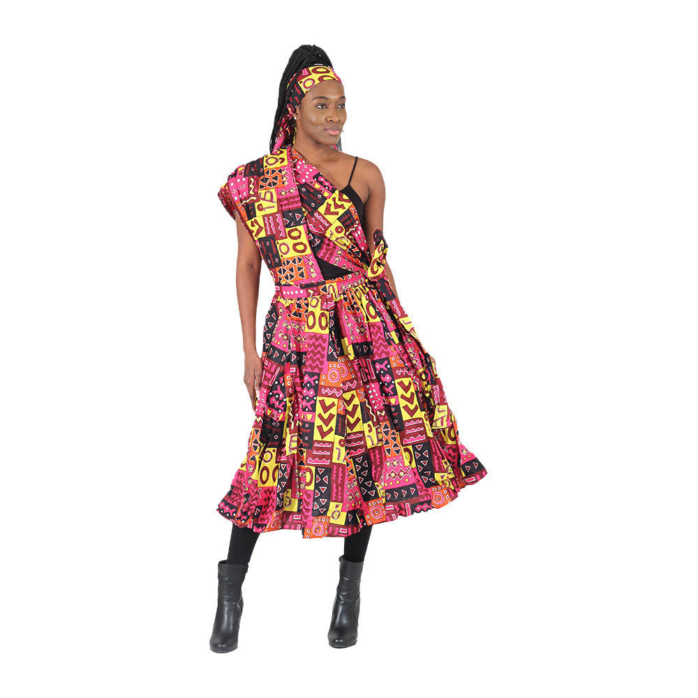 AFRICAN PRINT SHORT INFINITY DRESS