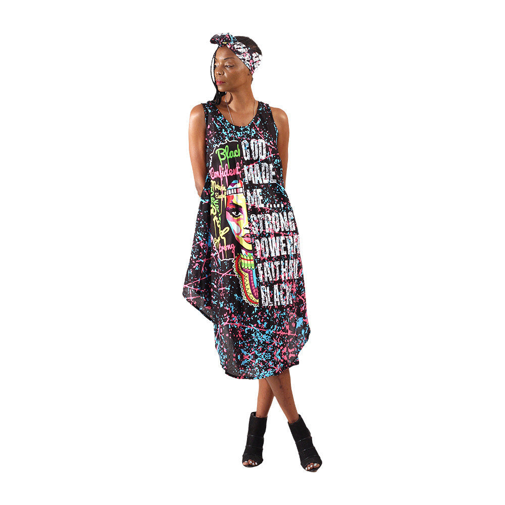 Graffiti Print Umbrella Dress