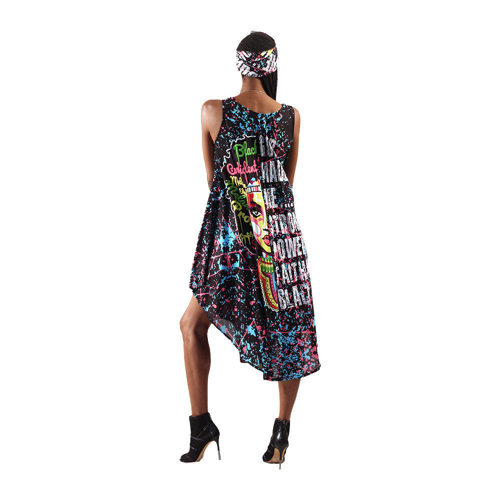 Graffiti Print Umbrella Dress