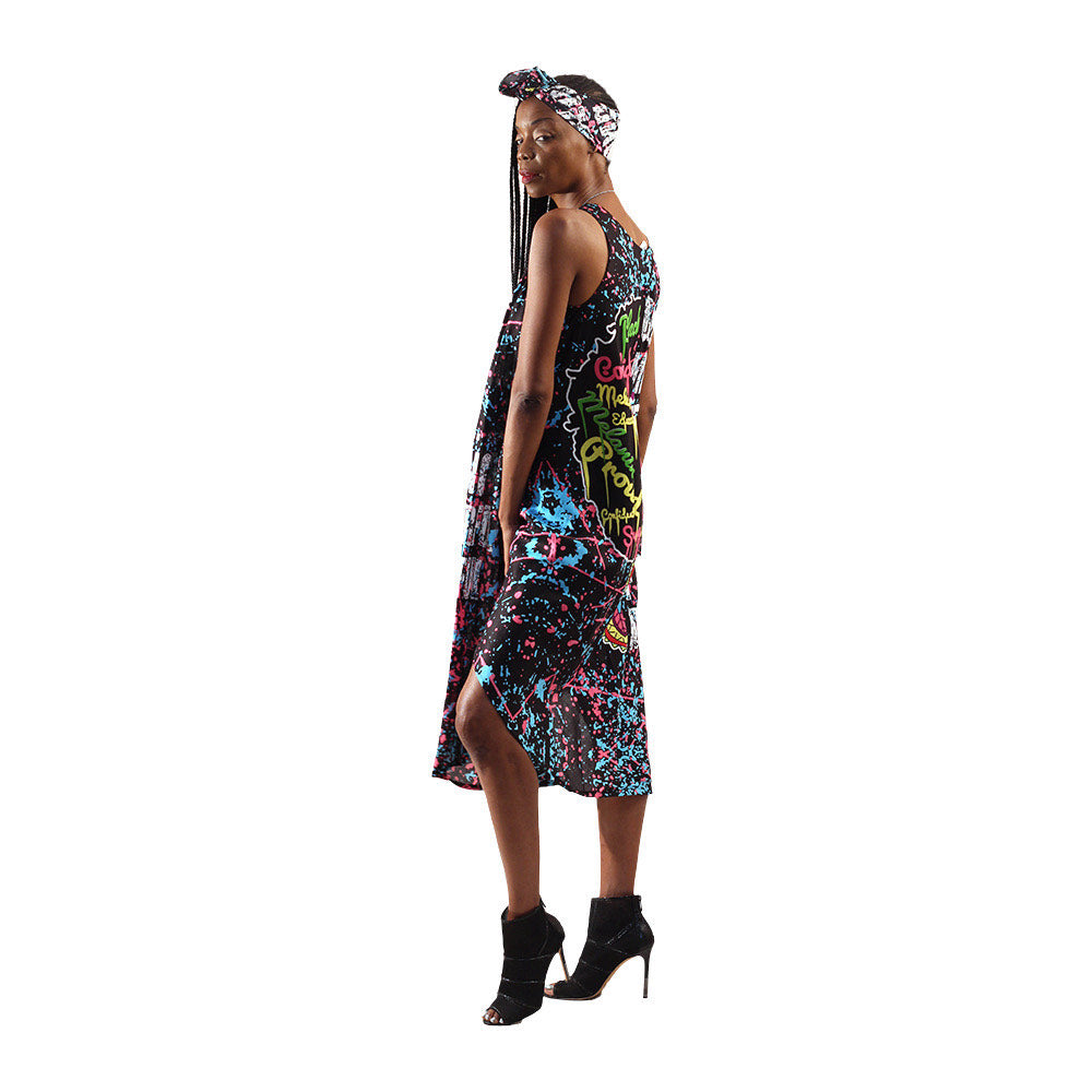 Graffiti Print Umbrella Dress