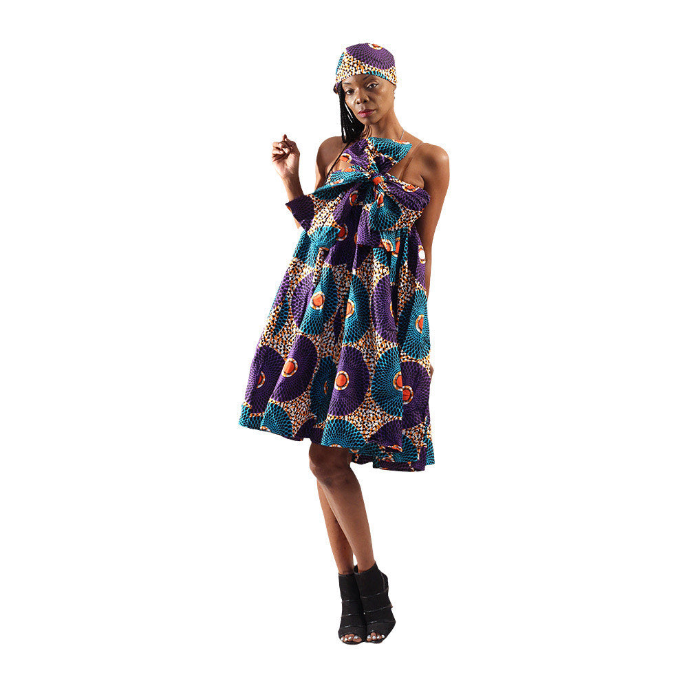 AFRICAN PRINT SHORT INFINITY DRESS